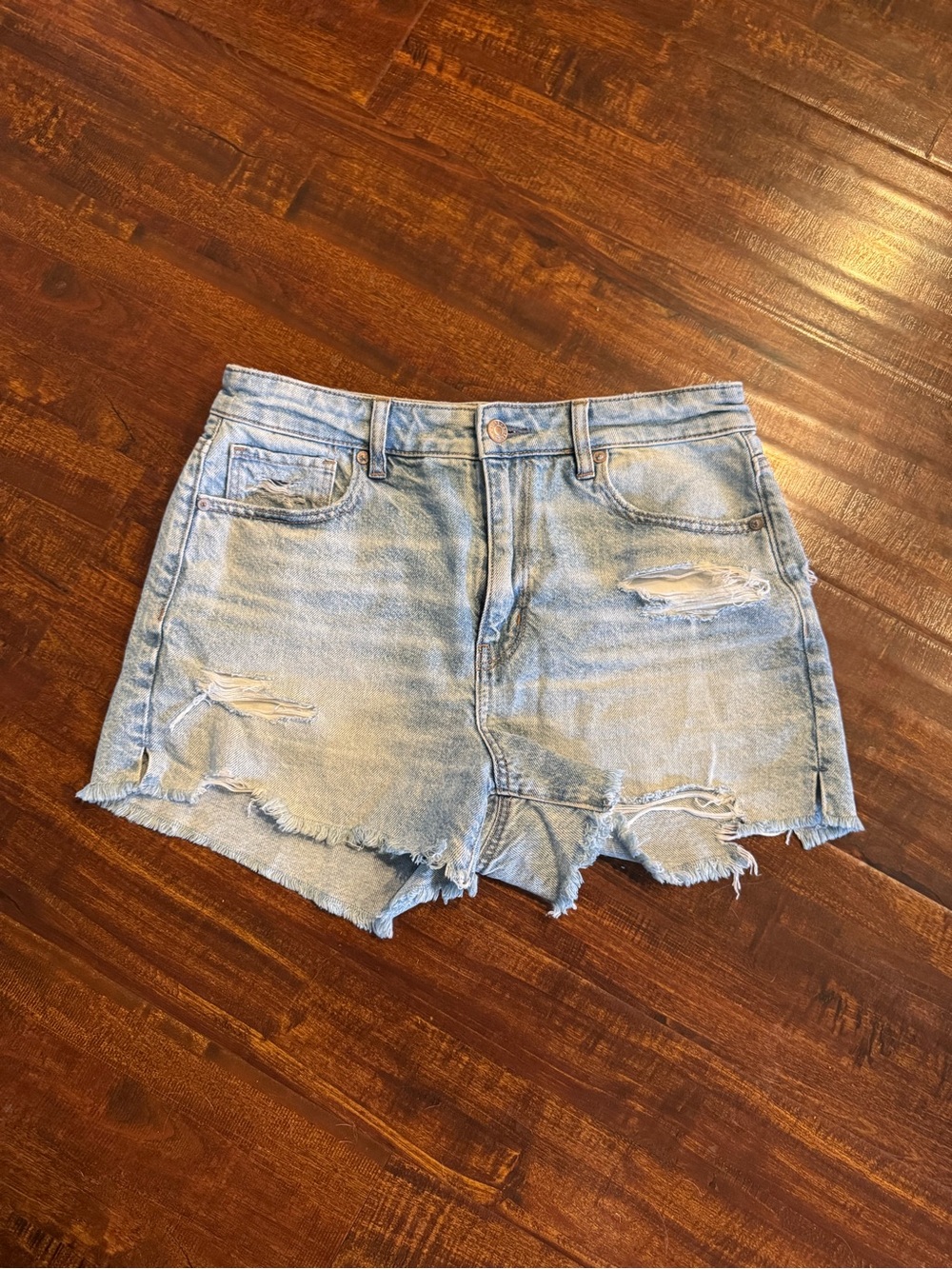 American Eagle Outfitters Light Blue Distressed Denim Shorts